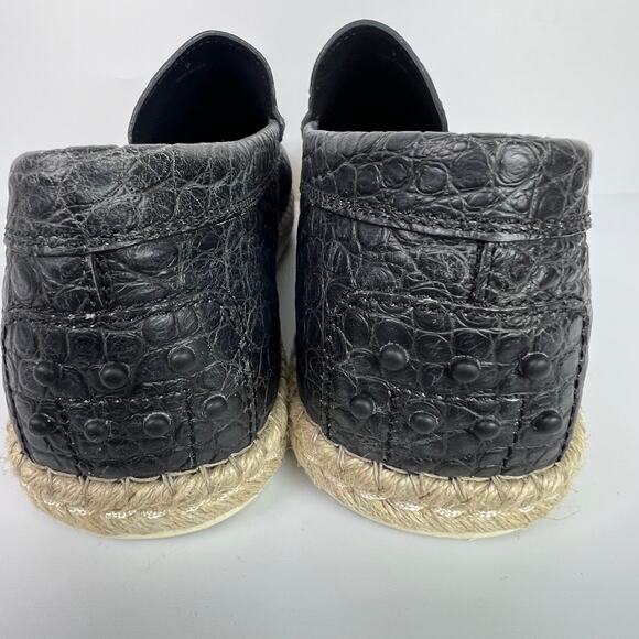 Tod’s Black Croc Embossed Leather Espadrilles Loafers Men’s Size 10 Made Italy - Picture 11 of 15
